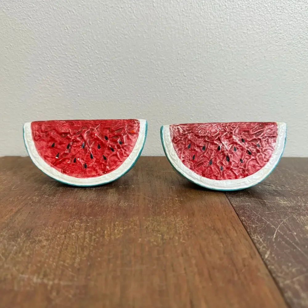 Vintage Resin Watermelon Salt and Pepper‎ Shakers